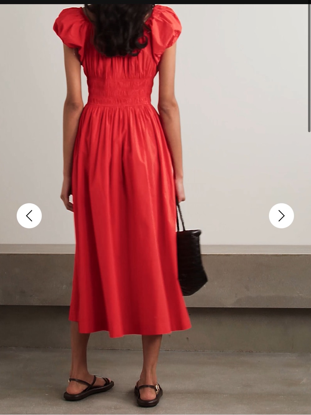 NEW Doen Quinn Red Puff Sleeve Smocked Midi Dress New with tags - Picture 3 of 15